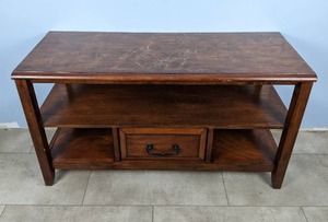 lot 15 image: Wood Console Table with Shelves and Drawer