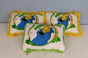 lot 47 image: Sesame Street Throw Pillows Cookie Monster and Bert