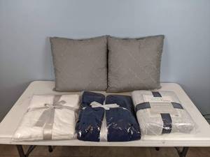 lot 59 image: Bella Russo 2 Pack Embroidered Decorative Pillows, 3 Bella Russo Silk Touch Throws