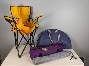 lot 41 image: Mystic Tailgate Bean Bag Toss Game, Fold-Up Chairs and Outdoor Canopy