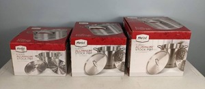 lot 53 image: New 8 Quart, 12 Quart, and 16 Quart Parini Aluminum Stock Pots