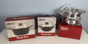lot 46 image: NEW Trio of Parini Dutch Ovens