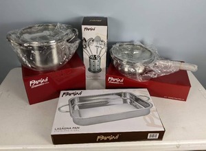 lot 27 image: NEW Parini Pots, Pans and Cooking Utensils Stainless Steel