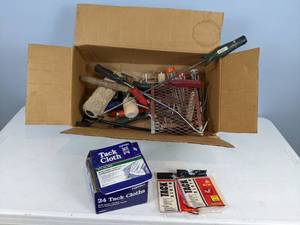 lot 77 image: Paint Rollers, Tack Cloths, Steel Brush, Metal Grate