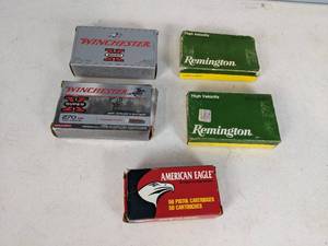 lot 32 image: Assortment of Ammunition Winchester, Remington, and American Eagle