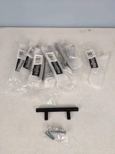 lot 102 image: (10) GlideRite Hardware 2-12 In. Center to Center Matte Black Modern Cabinet Hardware HandlesPulls