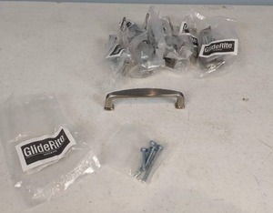 lot 111 image: (10) GlideRite Hardware 3-34 In. Center to Center Classic Decorative Pull Satin Nickel Cabinet Hardware HandlesPulls