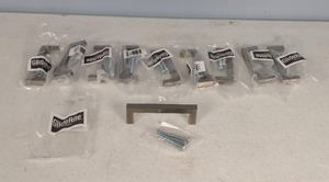 lot 112 image: (10) GlideRite Hardware 3-34 In. Center to Center Solid Square Satin Nickel Bar Pull Cabinet Hardware HandlesPulls