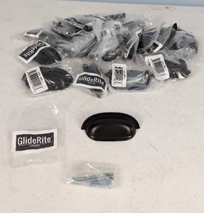 lot 117 image: (20) GlideRite Hardware 2-12 In. Center to Center Classic Bin Pull Cabinet Hardware Cup HandlesPulls