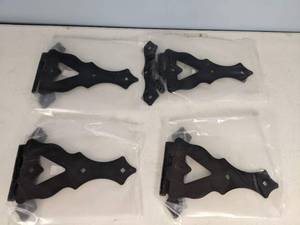 lot 122 image: NEW Hardware Essentials 10 in. Black Heavy Duty Ornamental T-Hinge (4-Pack)