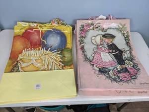 lot 133 image: To Many Candies and First Kiss Giant Paper Favor Gift Bags with Handles, 16 12 x 19 x 6 12 (27 Pcs)