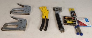 lot 152 image: Tools Arrow Fasterner Co. Staplers, Stanley Swivel Head Riveter, Arrow Staples, & More
