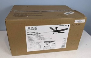 lot 158 image: Breezemore 56 in. Indoor LED Mediterranean Bronze Ceiling Fan 