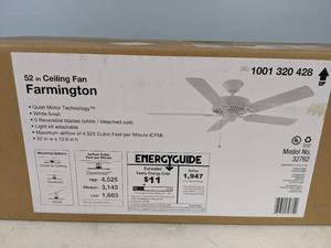 lot 172 image: Farmington 52 in. Indoor Matte White Ceiling Fan