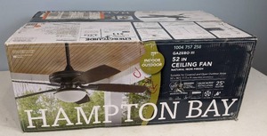 lot 170 image: Hampton Bay Gazebo III 52 in. IndoorOutdoor Natural Iron Ceiling Fan with Light Kit