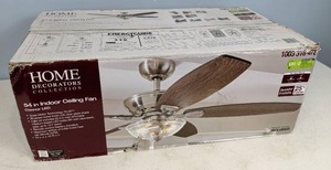 lot 193 image: Home Decorators Collection Connor 54 in. LED Brushed Nickel Dual-Mount Ceiling Fan with Light Kit and Remote Control