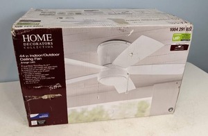 lot 197 image: Home Decorators Collection Arleigh 44 in. LED Outdoor White Ceiling Fan with Light