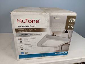 lot 191 image: Broan-NuTone Roomside Decorative 110 CFM Ceiling Bathroom Exhaust Fan with Square LED Panel and Easy Change Trim, ENERGY STAR