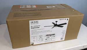lot 195 image: Home Decorators Collection Camrose 60 in. White Color Changing Integrated LED Bronze Indoor Ceiling Fan with Light Kit and Remote Control