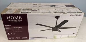 lot 184 image: Home Decorators Collection Merwry 52 in. Integrated LED Indoor Matte Black Ceiling Fan with Light Kit and Remote Control