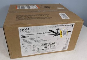 lot 204 image: Home Decorators Collection 48 IndoorCovered Outdoor Ceiling Fan Altura, Brushed Nickel Finish