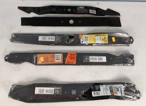 lot 218 image: Lawnmower Blades 2 Single Blades by EGO Power & Unknown, 3 Sets by Cub Cadet, PowerCare and Troybilt