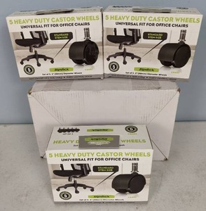 lot 226 image: (7) Sets of NEW 5 Heavy Duty Castor Wheels Universal Fit for Office Chairs by Slipstick