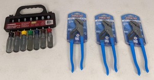 lot 326 image: NEW Husky 7-Piece Nut Driver Set and (3) NEW 10 Channel Lock Straight Jaw Tongue & Groove Pliers