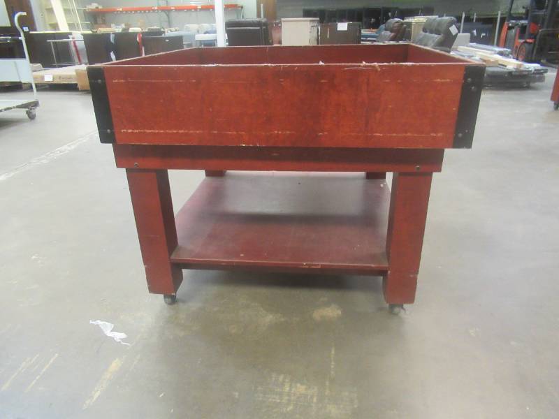 lot 258 image: Wooden Rolling Display Bins, Approximate Dimensions 42 x 42 x 36 Tall - Used in Warehouse