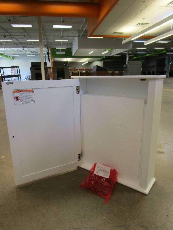 lot 449 image: WHITE MEDICINE CABINET (MISSING MIRROR, SEE PHOTOS)