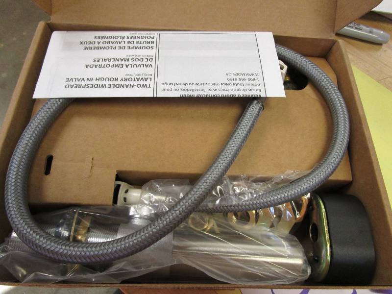 lot 482 image: MOEN Widespread Bathroom Faucet Rough-In Valve with Drain Assembly - 12 in. IPS Connection (NEW CONDITION)
