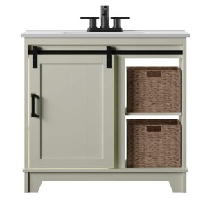 lot 501 image: Twin Star Home Tap and Hold to Zoom 30 in. W x 20 in. D Bath Vanity in White with Virteous China Vanity Top in White, 36BV34011-T401 New in Box.