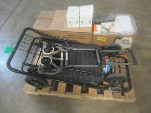 lot 509 image: Large Pallet of Miscellaneous Items Left over from the Retail Store and Warehouse. Folding Carts, KN95 Face Masks and More