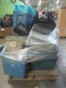 lot 511 image: Large Pallet of Miscellaneous Items Left over from the Retail Store and Warehouse. Plastic Storage Bins and More