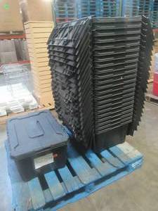 lot 514 image: Large Pallet of Miscellaneous Items Left over from the Retail Store and Warehouse. Plastic HUSKY Storage Bins, Approximately 20