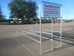 lot 532 image: DOUBLE CART CORRAL  Approximate Dimensions 60 x 169 x 96 Tall.  Used in Retail Store. Please Bring Proper transportation for removal. SOLD AS PICTURED