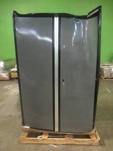lot 534 image: HUSKY Cabinet, Approximate Dimensions 47 x 24 x 72 Tall. - Crushed Top (might be able to be hammered out). For PartsRestore. SOLD AS PICTURED.