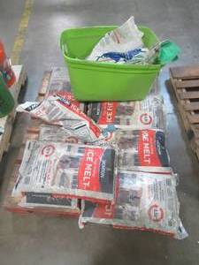 lot 569 image: Large Pallet of Miscellaneous Items Left over from the Retail Store and Warehouse. Ice Melt