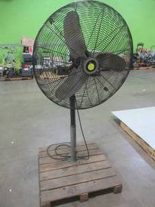 lot 575 image: Fan Attached to Pallet. In Great Working Condition. Approximate Dimensions 34 in Dia x 61 Tall. USED IN WAREHOUSE. SOLD AS PICTURED