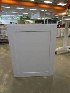 lot 12 image: HAMPTON BAY Shaker Dove Gray Stock Assembled Wall Kitchen Cabinet (24 in. x 30 in. x 12 in.) (SOME DAMAGE TO CORNER OF CABINET, SEE PHOTOS)