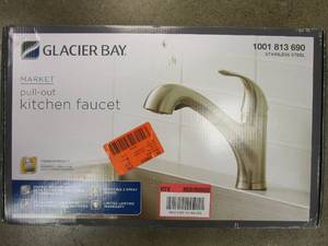lot 65 image: GLACIER BAY Market Single-Handle Pull-Out Sprayer Kitchen Faucet in Stainless Steel (OPEN BOX)