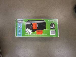 lot 69 image: GIBRALTAR MAILBOXES Franklin Black, Medium, Steel, Post Mount Mailbox with Satin Nickel Handle (OPEN BOX)