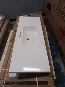 lot 82 image: GLACIER BAY 49 in. W x 19 in. D Cultured Marble Vanity Top in White with White Sink