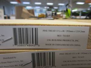 lot 193 image: LOT OF 17 - 1 in. x 11-12 in. x 48 in. Unfinished Plain Cut Pine Stair Tread