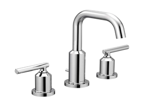 lot 80 image: MOEN Gibson 8 in. Widespread 2-Handle High-Arc Bathroom Faucet Trim Kit in Chrome (Valve Not Included)