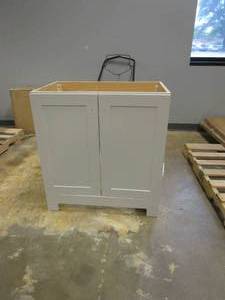 lot 238 image: 30 IN W X 19 IN D VANITY IN PEARL GRAY - NO TOP (MISSING BACK BOTTOM SUPPORT BOARD)