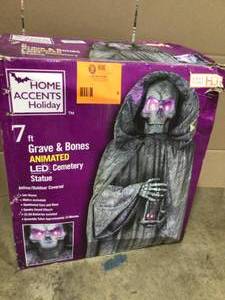 lot 6 image: 7 Ft. Animated Cemetery Statue LED Moton Activated Halloween Prop Decoration Open Box Customer Returns See Terms on Auction