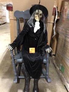 lot 8 image: Home Accents Holiday 7 ft. Animated Book Witch Open Box Customer Returns See Terms on Auction