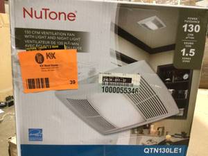 lot 39 image: Broan-NuTone QT Series 130 CFM Ceiling Bathroom Exhaust Fan with LED Light and Night Light, ENERGY STAR   Customer Returns See Terms on Auction