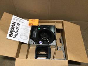 lot 52 image: Broan-NuTone Roomside Series Decorative White 110 CFM Ceiling Humidity Sensing Bathroom Exhaust Fan with LED Panel Customer Returns See Terms on Auction